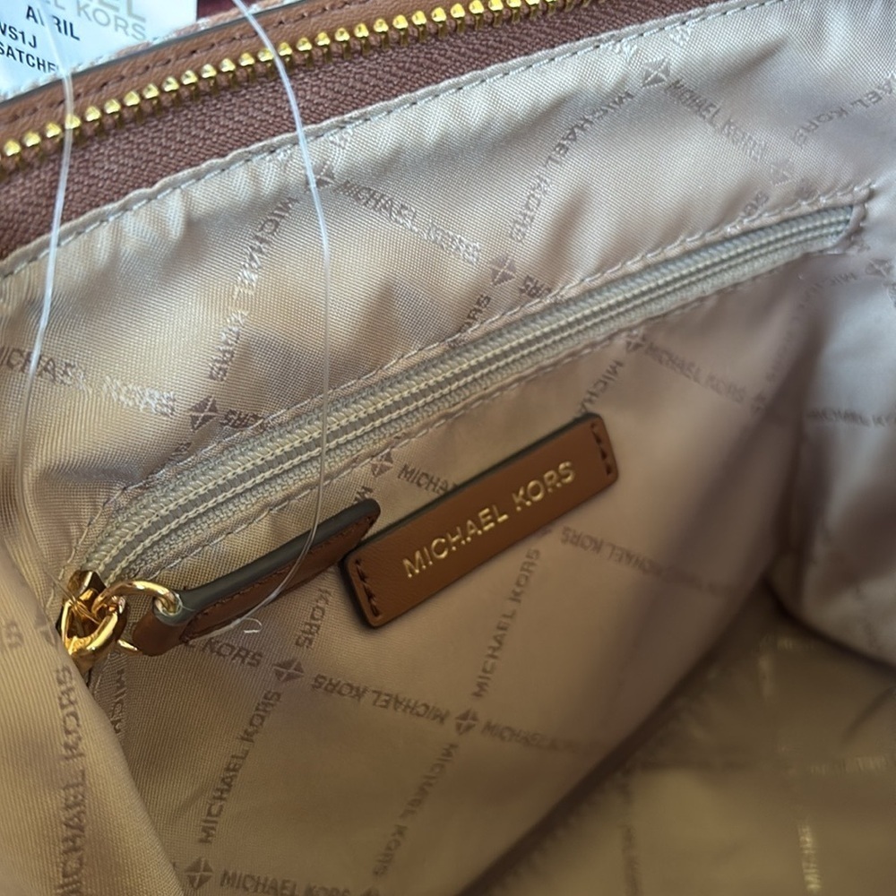 Brand New Michael Kors Avril Luggage Top Zip Satchel Logo Jacquard Crossbody - Picture 13 of 15